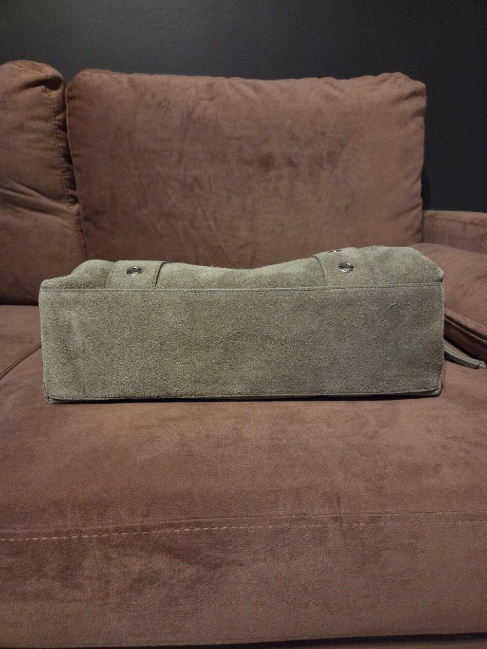 Gray Suede Shoulder Bag - Picture 5 of 7